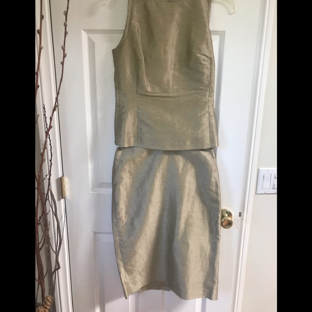 Cocktail olive silver top and skirt